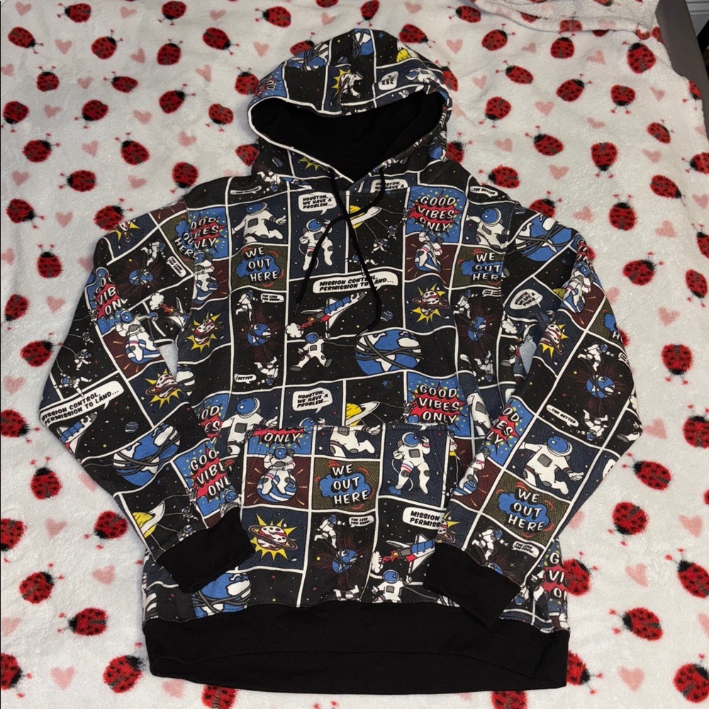 Comfy Hoodie with Astronaut Comic Print
